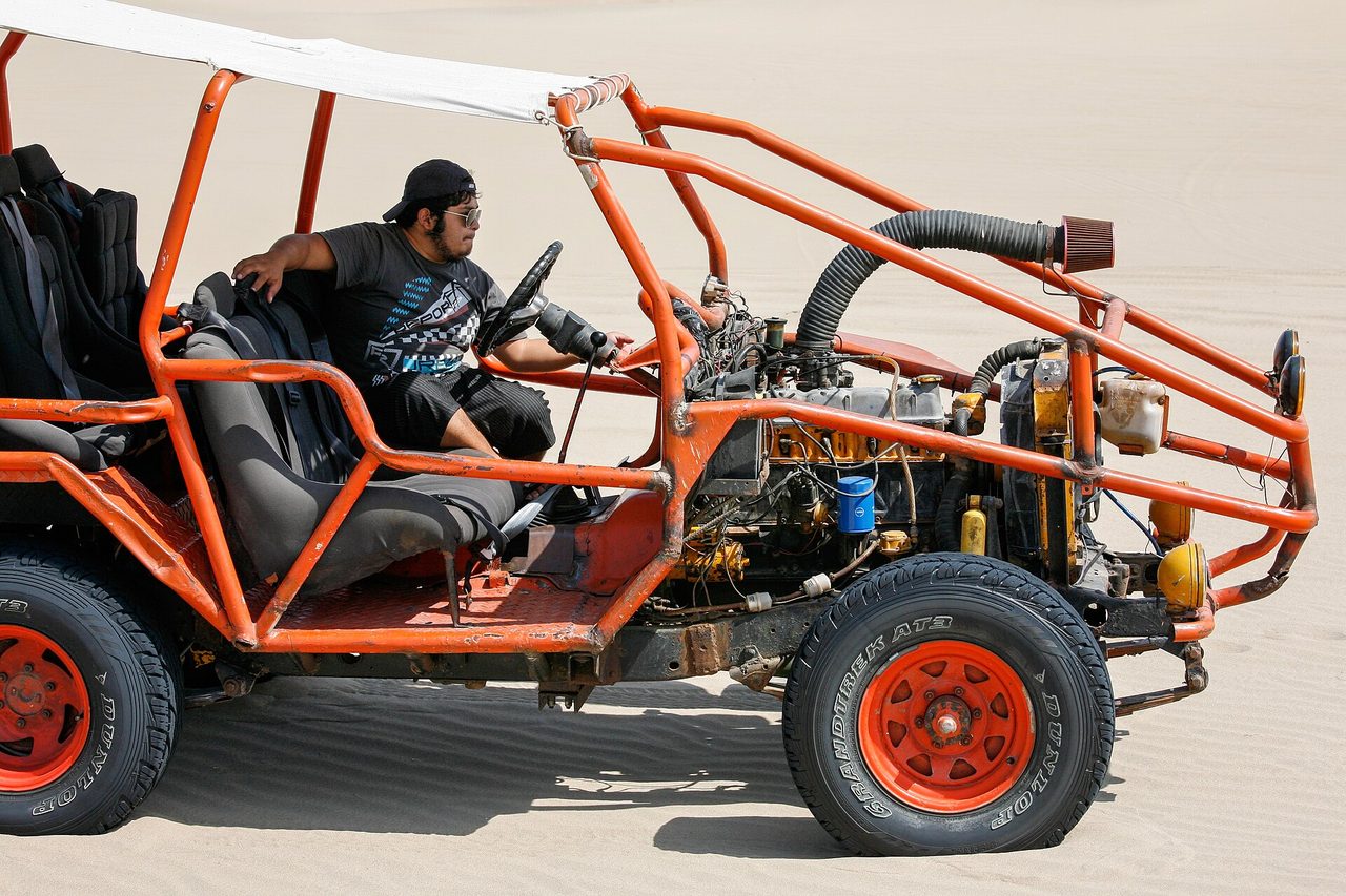 Dune buggy on the sand dunes near Huacachina oasis