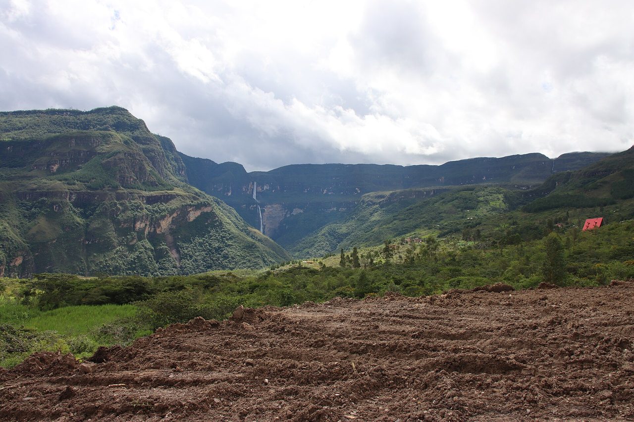 Gocta waterfall dropping 771 meters through cloud forest in Amazonas, northern Peru
