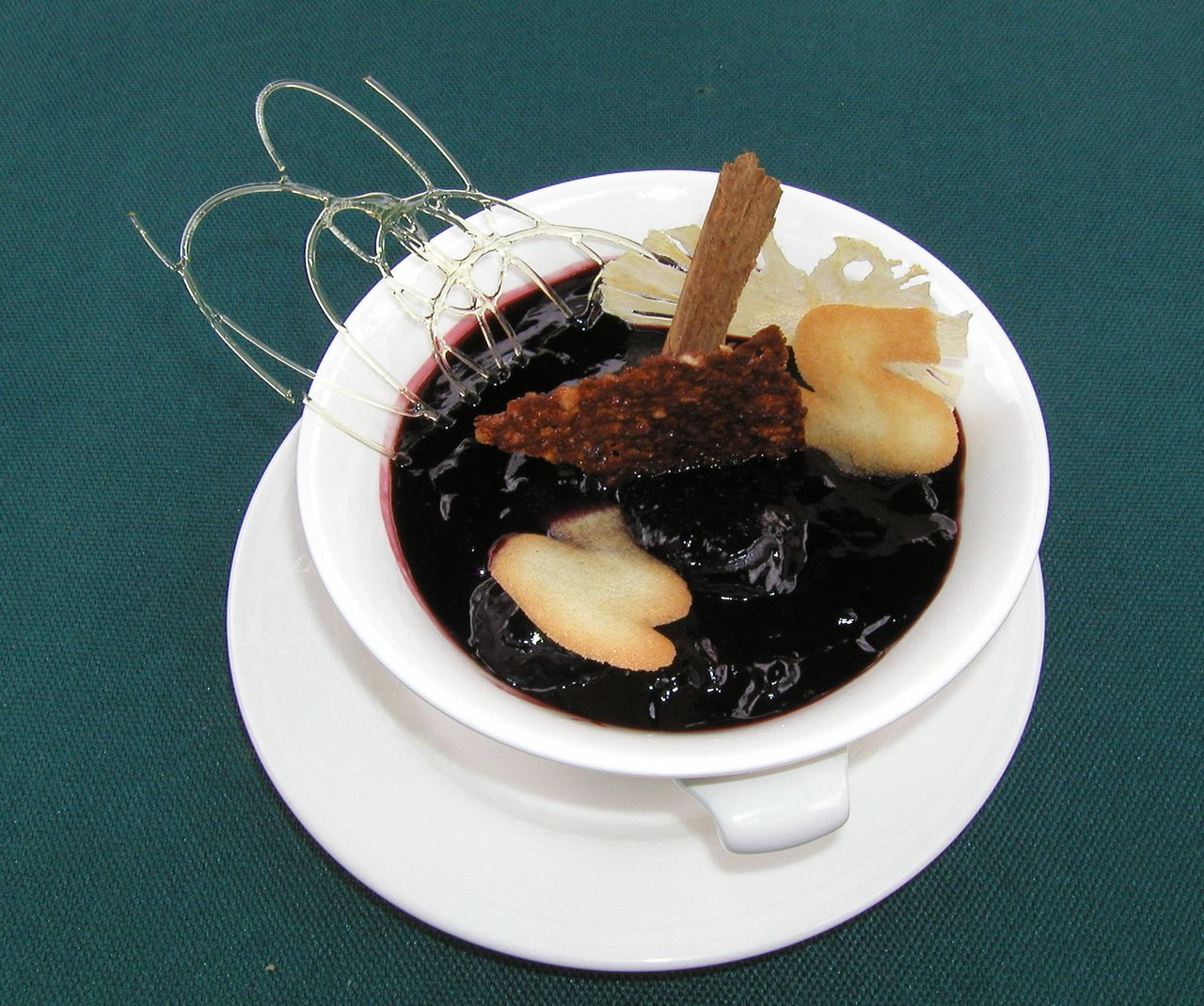 Mazamorra morada, a Peruvian purple-corn pudding spiced with cinnamon and clove
