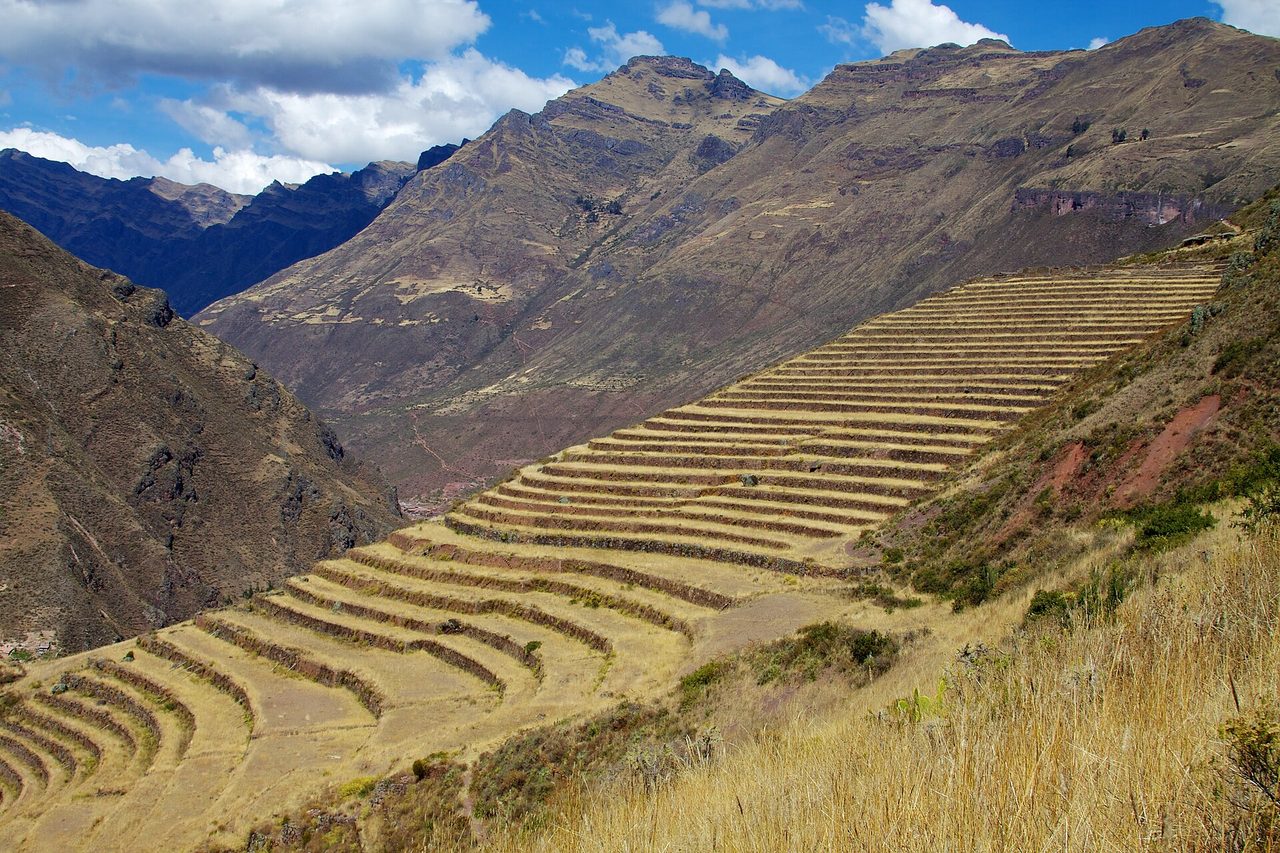 The Inca terraces above Pisac in the Sacred Valley, covered by the boleto turistico tourist ticket