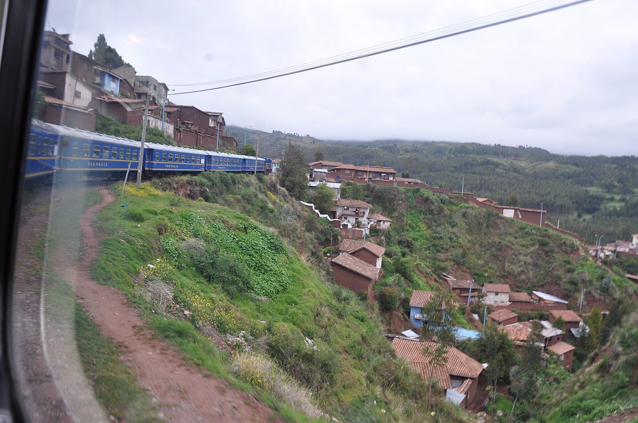 The morning train pulling into Aguas Calientes on a Machu Picchu day trip
