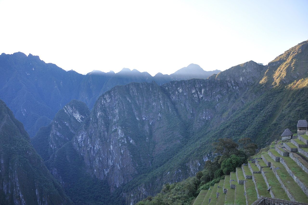 Early morning light on Machu Picchu, the reward for staying the night below