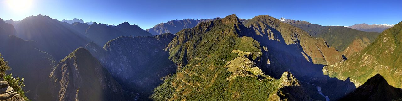 Machu Picchu at 2,430 m with Huayna Picchu rising behind the citadel