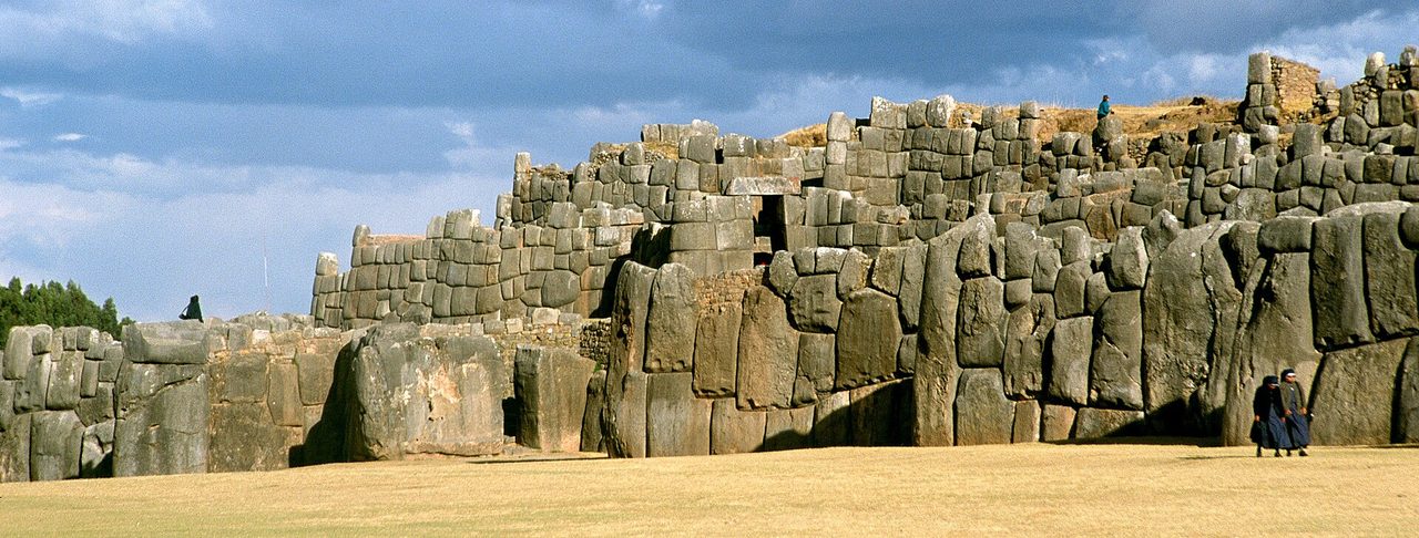 Zigzag walls of enormous fitted limestone blocks at Sacsayhuaman above Cusco