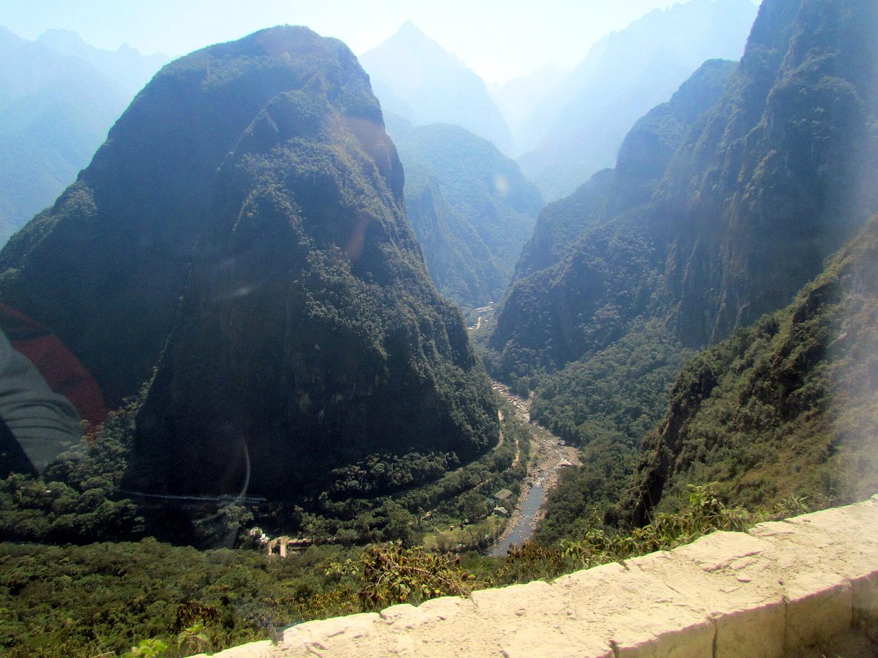 The Urubamba gorge and river valley below Machu Picchu, seen from near the site entrance