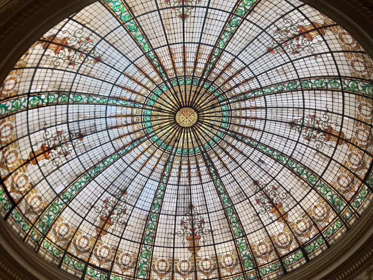 The stained-glass dome above the lobby of the Gran Hotel Bolivar in central Lima